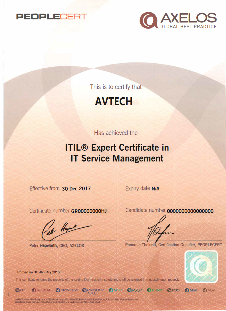 ITIL-Expert证书
